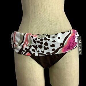 Jantzen Brown White Coral Foldover Bikini Bottom